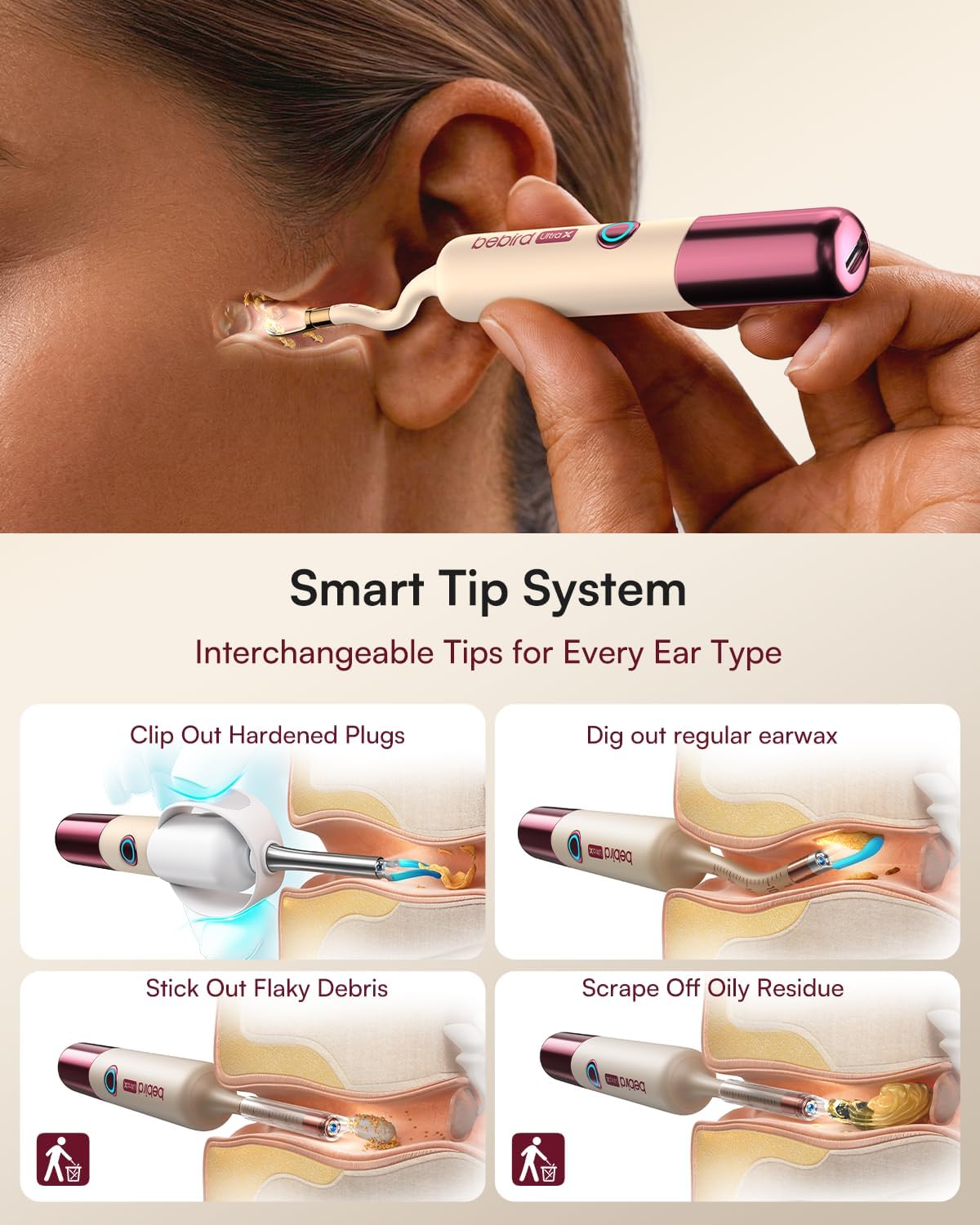 Bebird EarSight Ultra X 4K HD Ear Wax Removal Tool Camera with Luxury Gift Box, FSA HSA Eligible, Premium Smart Ear Cleaner Otoscope, Perfect Birthday Mothers Fathers Day Gift for Family, Burgundy Red - Image 4