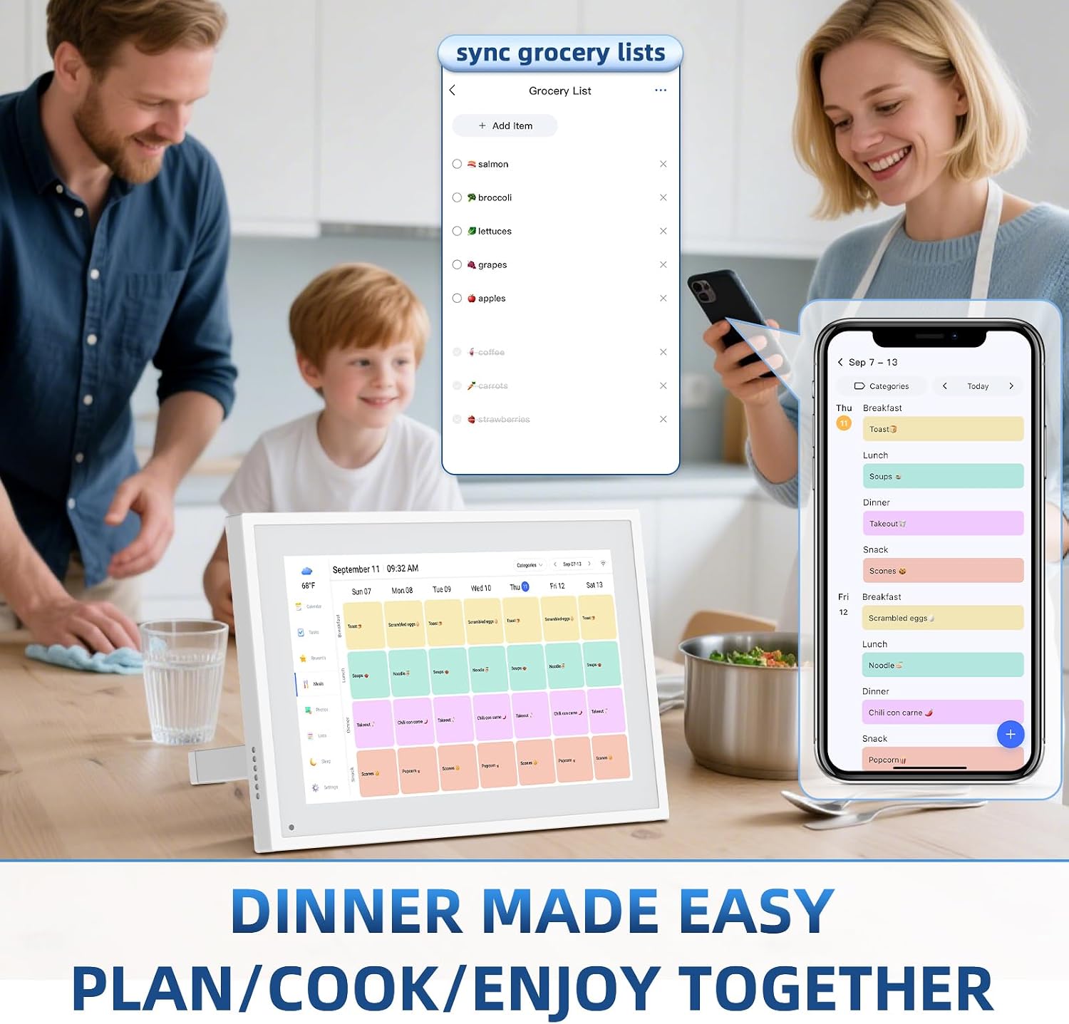 10.1" Digital Calendar, Full HD Smart Display for Family Organizer | Touchscreen Chore Chart, Wall/Desk Mount, Meal & To-Do Lists, Photo Frame, Ideal Gift for Mom & Women - Image 4