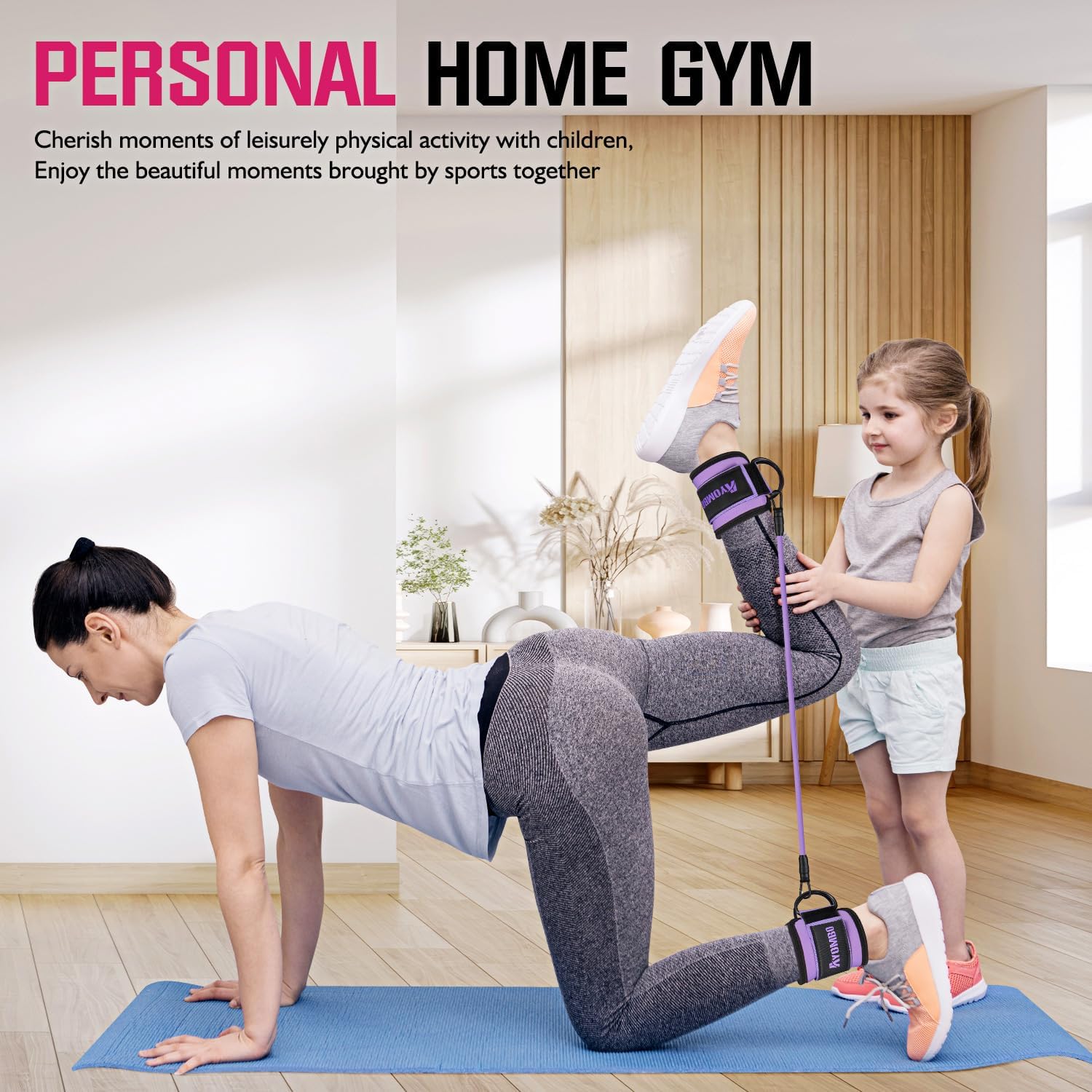 Ayombo Ankle Resistance Bands with Cuffs, Home Gym Workout Equipment, Lifting Glute Butt Exercise Equipment for Women, Ankle Weights Fitness Set, Leg Booty Equipment for Training Perfect Body Shape - Image 4
