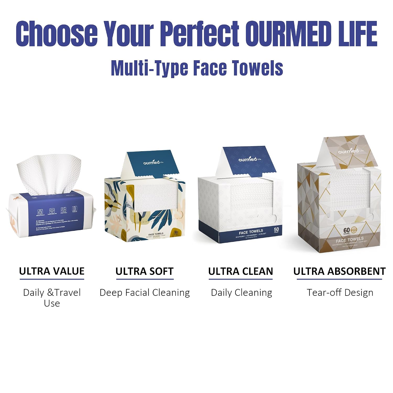 Ourmed Life Disposable Face Towels for All Skin, 100 Count - Ultra Value | Clinically Tested, Reduce Redness, Skin Soothing, Sensitive Skin friendly, Biodegradable, Skincare, Women Cleansing,Absorbent - Image 10