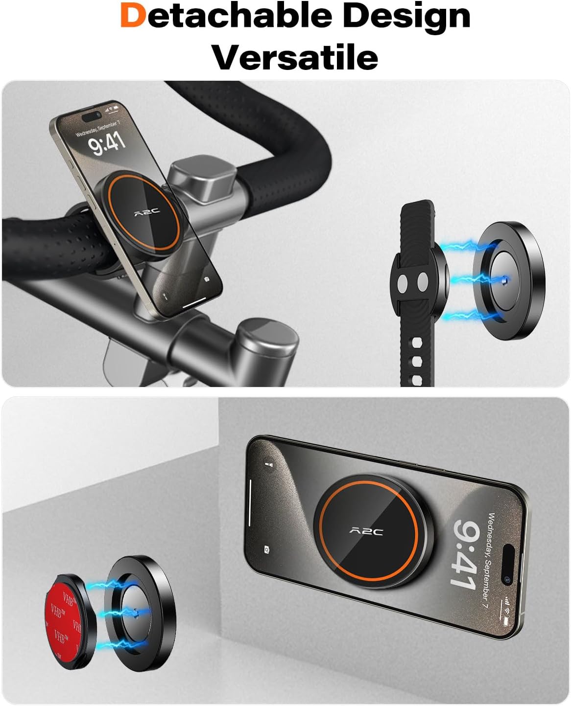 A2C Gym Fitness Phone Mount for MagSafe - 17 N54 Strong Magnets Stable and Secure Phone Mount with Adjustable Strap, 3-in-1 Mount for Gym, Stroller, Golf Push Cart, Treadmill, Peloton Exercise Bikes - Image 5
