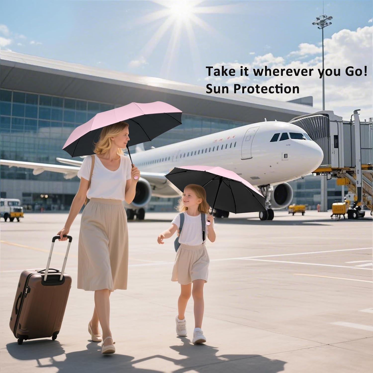 BAODINI Travel Essentials Mini Umbrella for Purse With Case Small Compact UV Sun Protection Lightweight Tiny Pocket Manual Open Close Umbrella for Women Kids and Men Fits Purse Backpack - Image 7