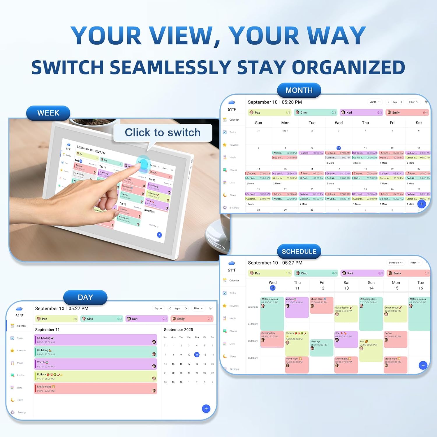 10.1" Digital Calendar, Full HD Smart Display for Family Organizer | Touchscreen Chore Chart, Wall/Desk Mount, Meal & To-Do Lists, Photo Frame, Ideal Gift for Mom & Women - Image 6