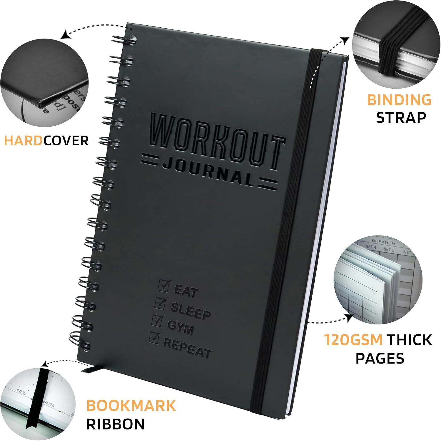 Nextnoid Hardcover Fitness Journal Workout Planner for Men & Women - A5(5.7" x 8.3") Sturdy Workout Log Book to Track Gym & Home Workouts - Image 2