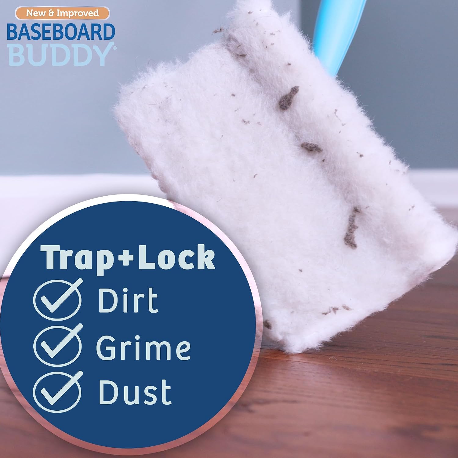 Baseboard Buddy | Lightweight Home Cleaning Essential, Perfect for Baseboards, Moldings & Walls, Glide & Wipe Trapping & Locking Dirt & Dust | As Seen on TV, (1 Baseboard Buddy & 3 Reusable Pads) - Image 3