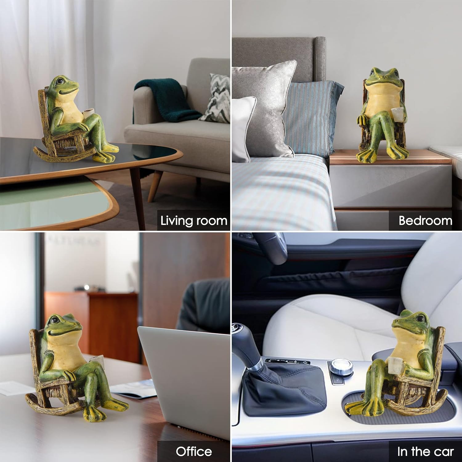 FOXMIS Miniature Frog Garden Statue Mom Dad Gifts Home Decorations Fairy Garden Accessories Outdoor Lights Solar Garden Frog Decor Art Housewarming Gift for Patio,Yard,Lawn Ornament,3.89"x2.36"x3.93 - Image 6