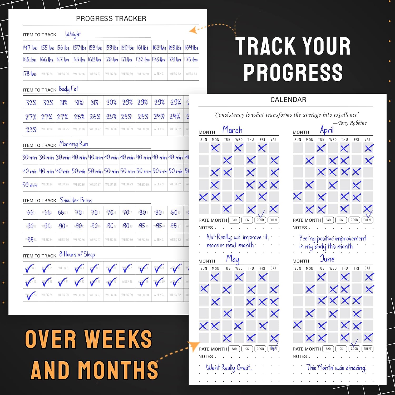 Nextnoid Hardcover Fitness Journal Workout Planner for Men & Women - A5(5.7" x 8.3") Sturdy Workout Log Book to Track Gym & Home Workouts - Image 5