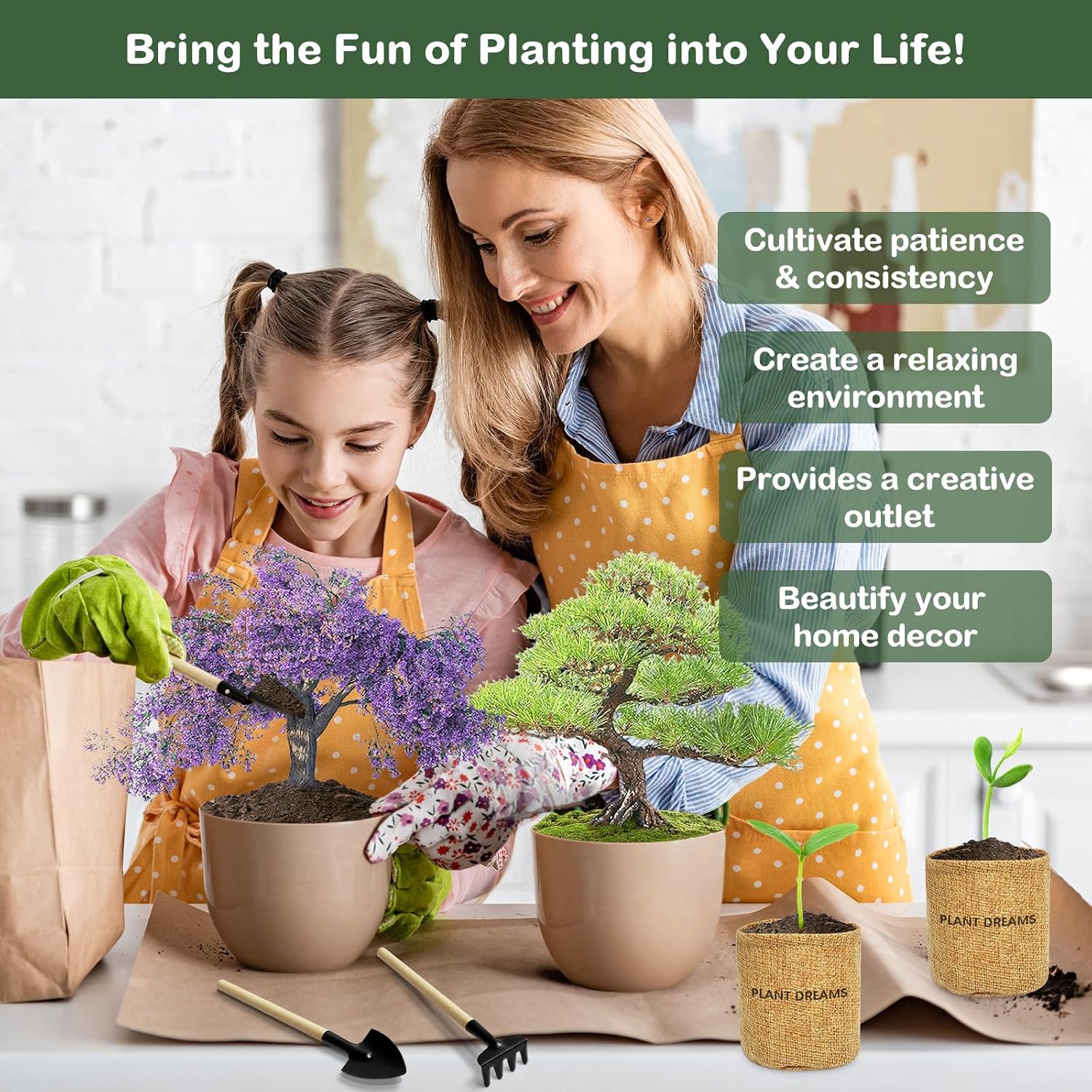 LUOJIBIE Bonsai Tree Kit, Bonsai Tree Starter Growing Kit, Unique Birthday Gifts for Women Men Mom Dad Girls Boys, House Warming Gifts New Home, Gardening Anniversary Wedding Gift, Crafts Hobby Kits - Image 6