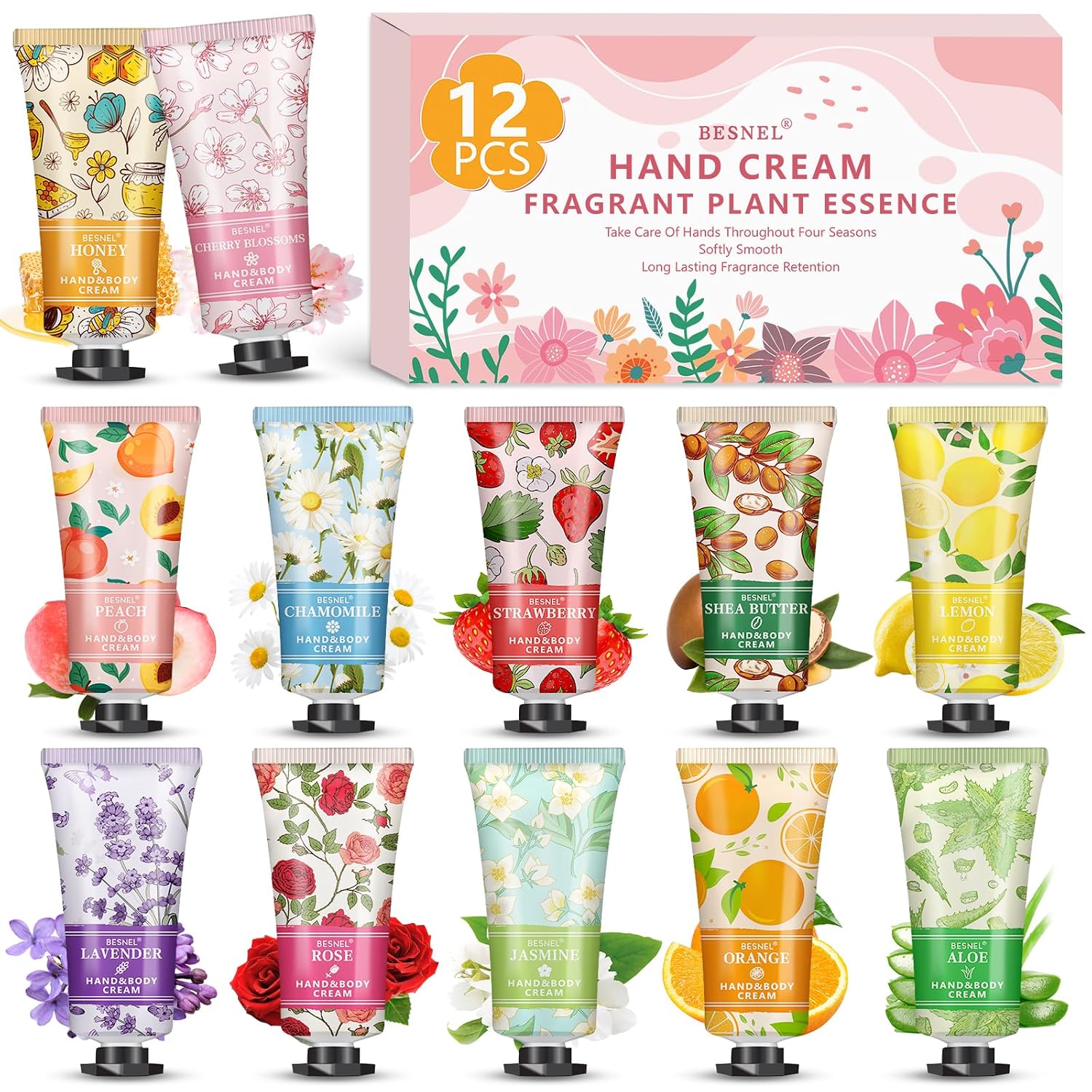 12 Pack Hand Cream Gift Set For Women,Mini Hand Lotion Travel Size for Hand | Moisturizing Hand Cream for Dry Cracked Hands, Teacher Appreciation, Graduation Birthday Gift,Bridesmaid Gift, Party Favors