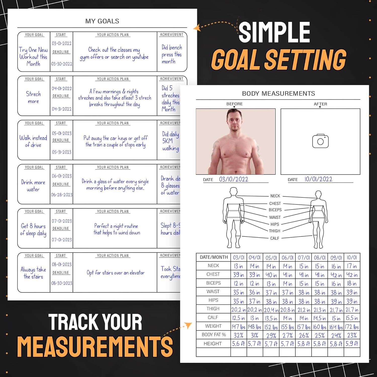 Nextnoid Hardcover Fitness Journal Workout Planner for Men & Women - A5(5.7" x 8.3") Sturdy Workout Log Book to Track Gym & Home Workouts - Image 4