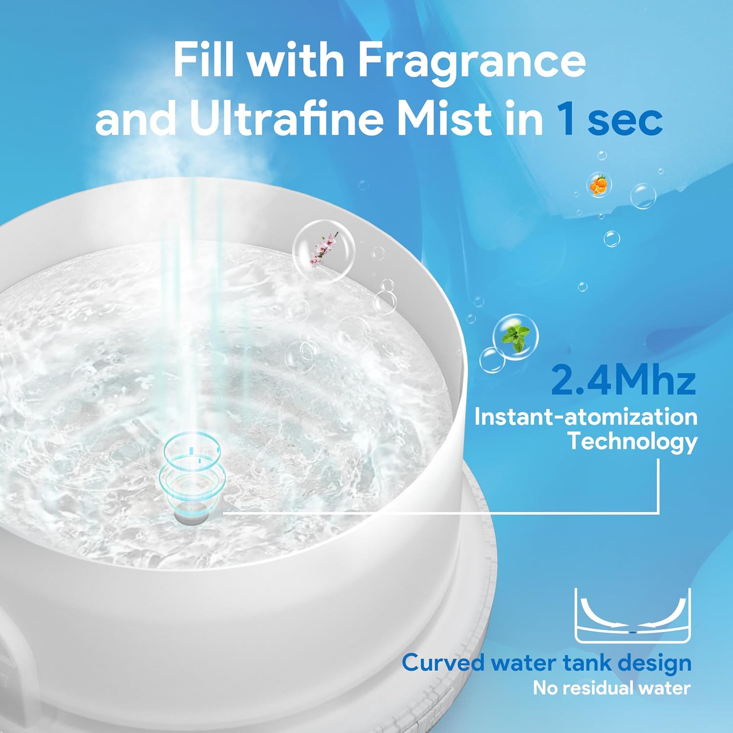ASAKUKI Essential Oil Diffuser for Home, 500ML Aromatherapy Humidifier | with Remote Control, 7 Color LED Lights, Quiet Cool Mist Diffuser for Bedroom, Living Room, Office (White) - Image 3