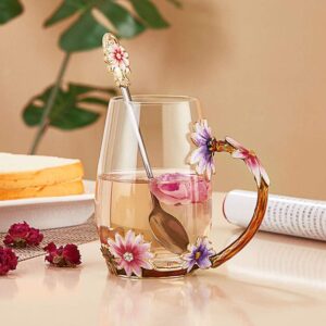 Luka Tech Enamel flower Glass Coffe...