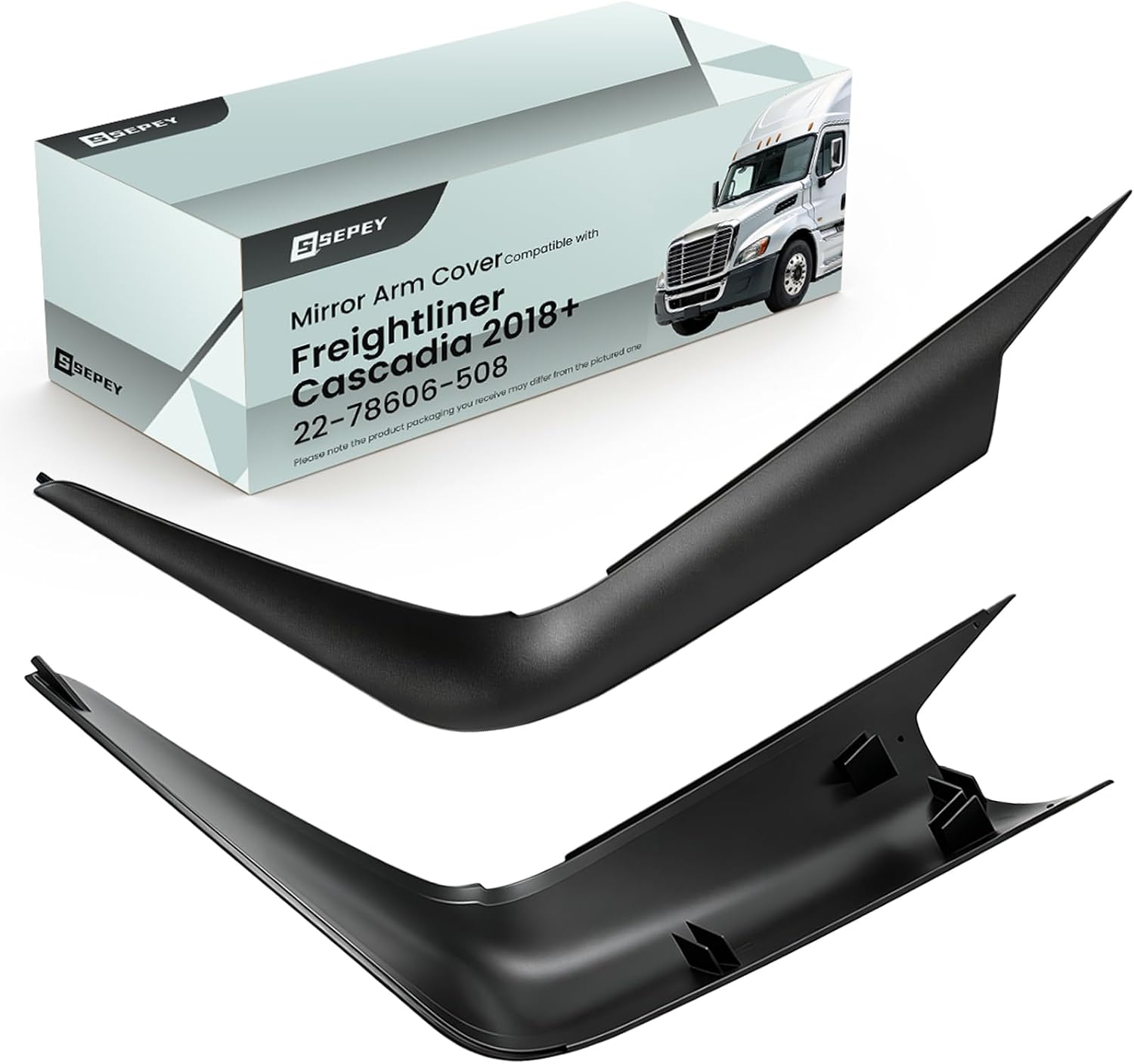 SEPEY Black Door Mirror Arm Cover for 2018-on Freightliner New Cascadia, Passenger Side - Image 6