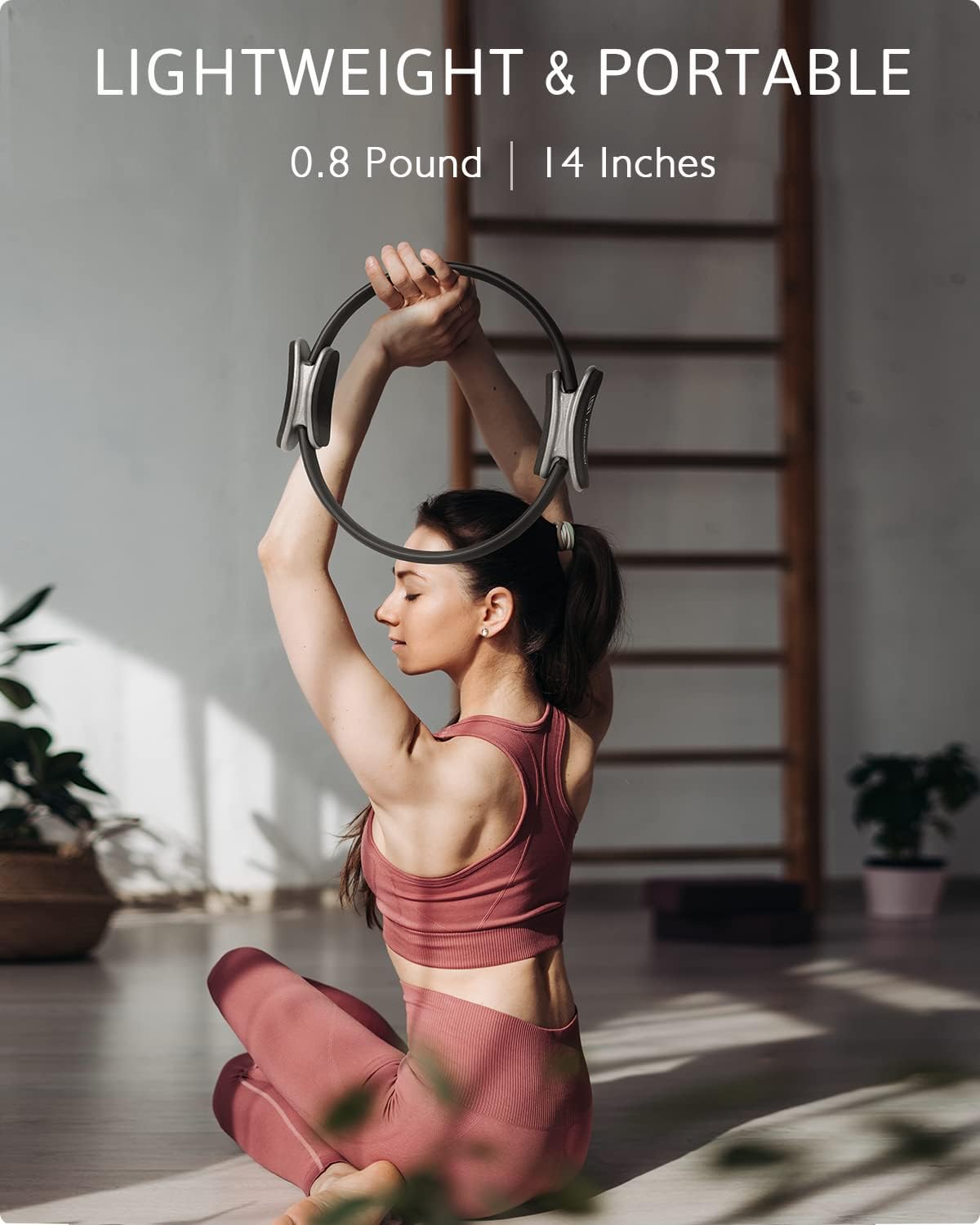 LIONSCOOL Pilates Ring Set 14" Magic Circle, 9" Mini Ball, Resistance Bands - Image 2