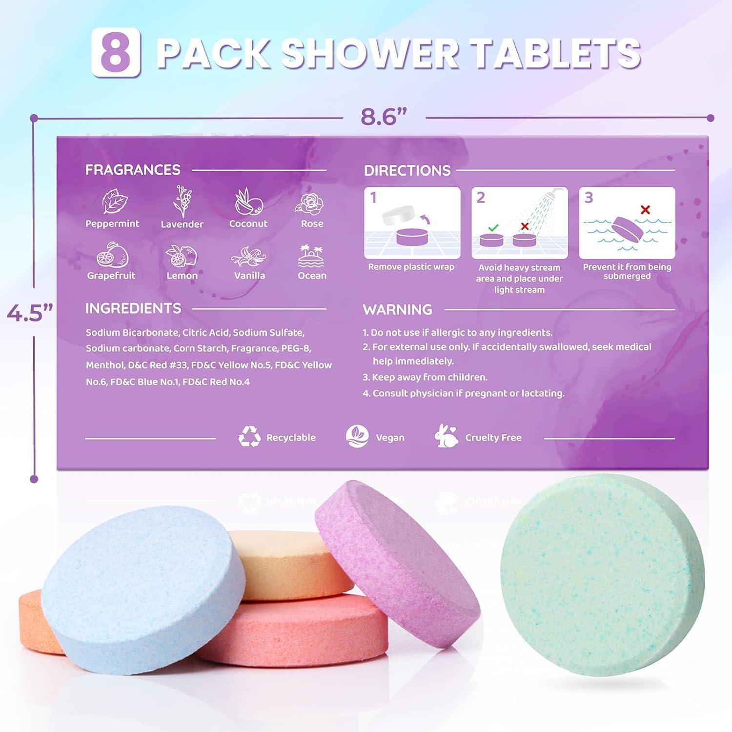 8 Pack Shower Steamers for Women - Organic & Natural Essential Fragrances - Image 7