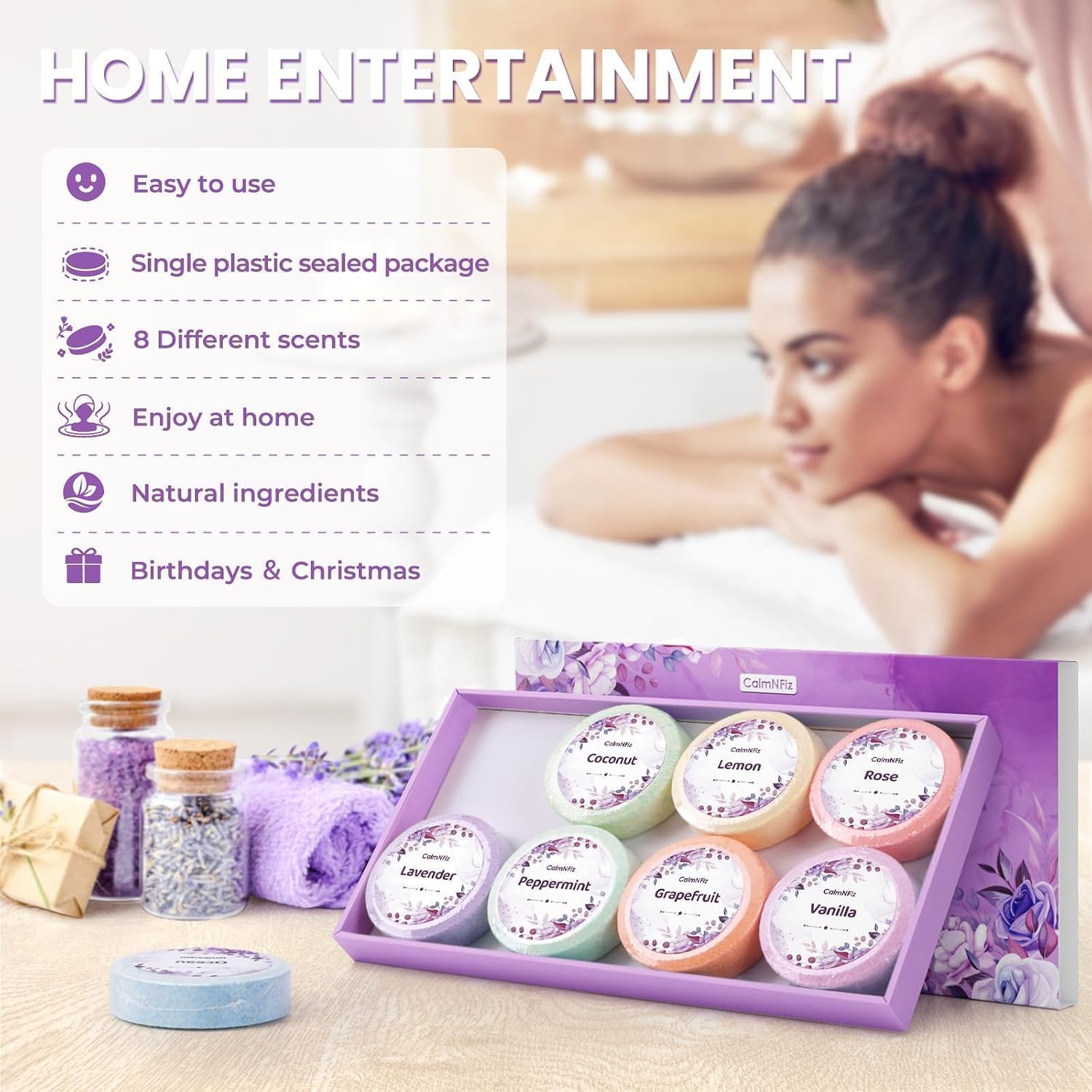 8 Pack Shower Steamers for Women - Organic & Natural Essential Fragrances - Image 3