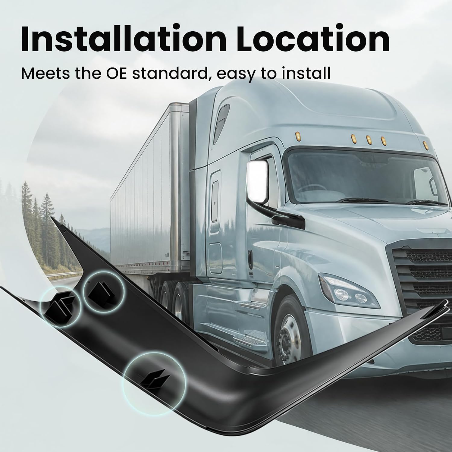 SEPEY Black Door Mirror Arm Cover for 2018-on Freightliner New Cascadia, Passenger Side - Image 4