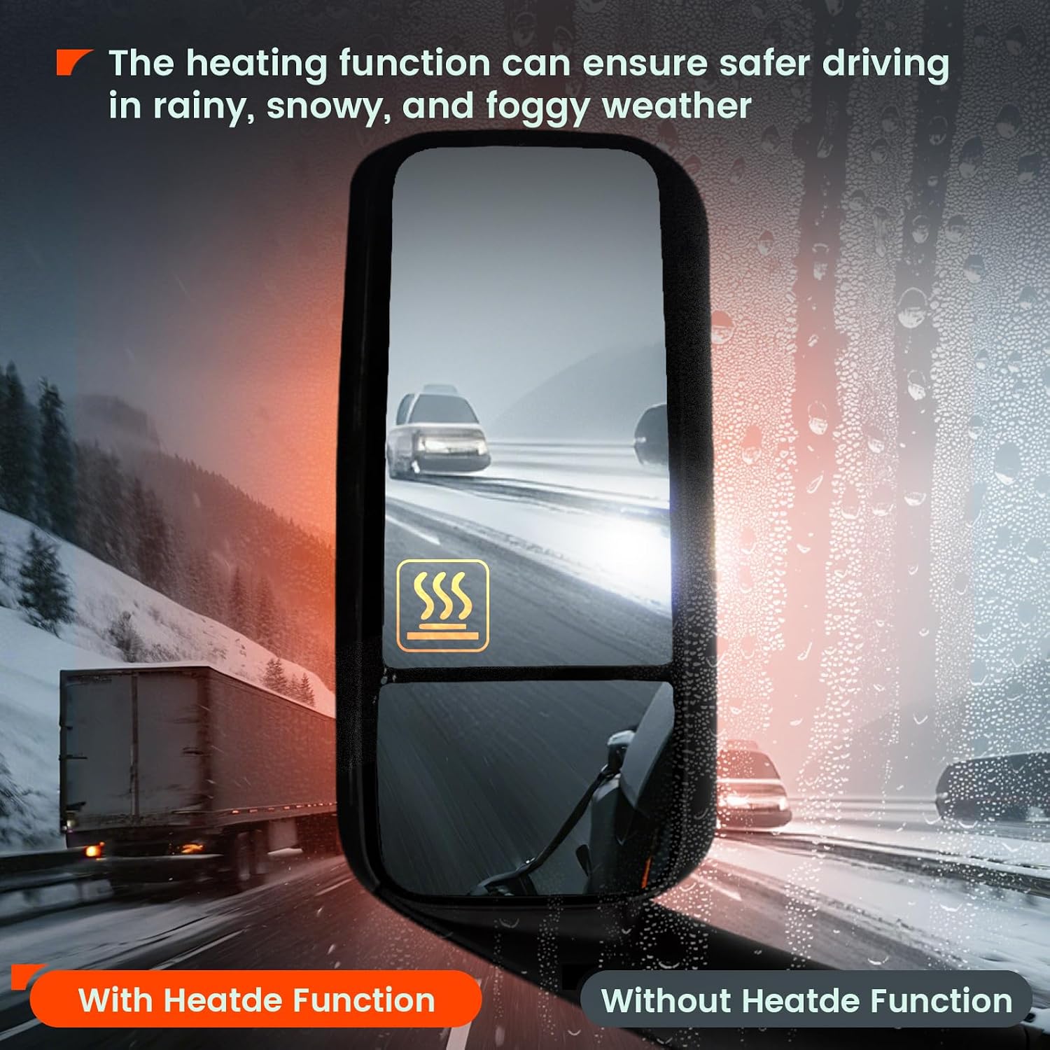 SEPEY Lower Mirror Glass for FREIGHTLINER CASCADIA, Lower Mirror Glass With Defrost Heat for Freightliner Cascadia 2018-2021 - Image 3