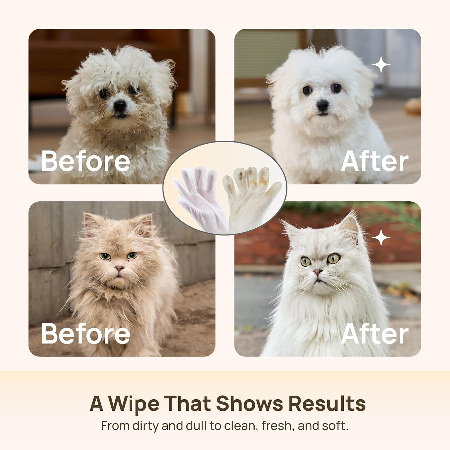 HICC PET Dog Wipes for Dogs & Cats, Glove Design, 20 Count | Fresh Coat Between Baths, Head-to-Tail Grooming, Plant-Based Formula, No-Rinse, Quick Everyday Cleanups, Coconut Scent - Image 7