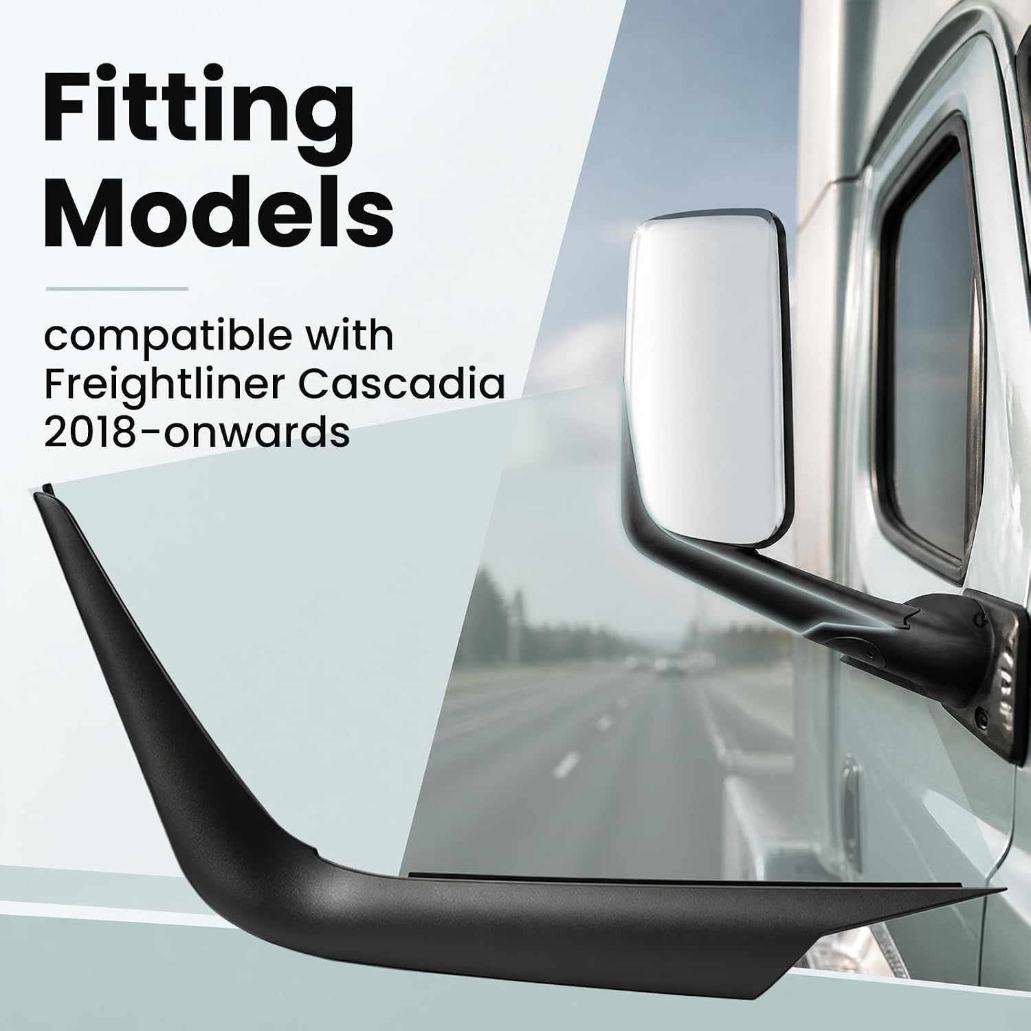 SEPEY Black Door Mirror Arm Cover for 2018-on Freightliner New Cascadia, Passenger Side - Image 2