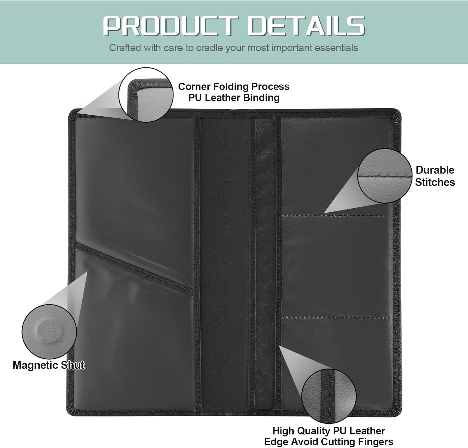 JUSTTOP 1Pack Car Registration and Insurance Holder,Car Document Holder for Cards License with Magnetic Shut,Vehicle Glove Box Car Organizer for Documents, Cards, License(Black) - Image 3