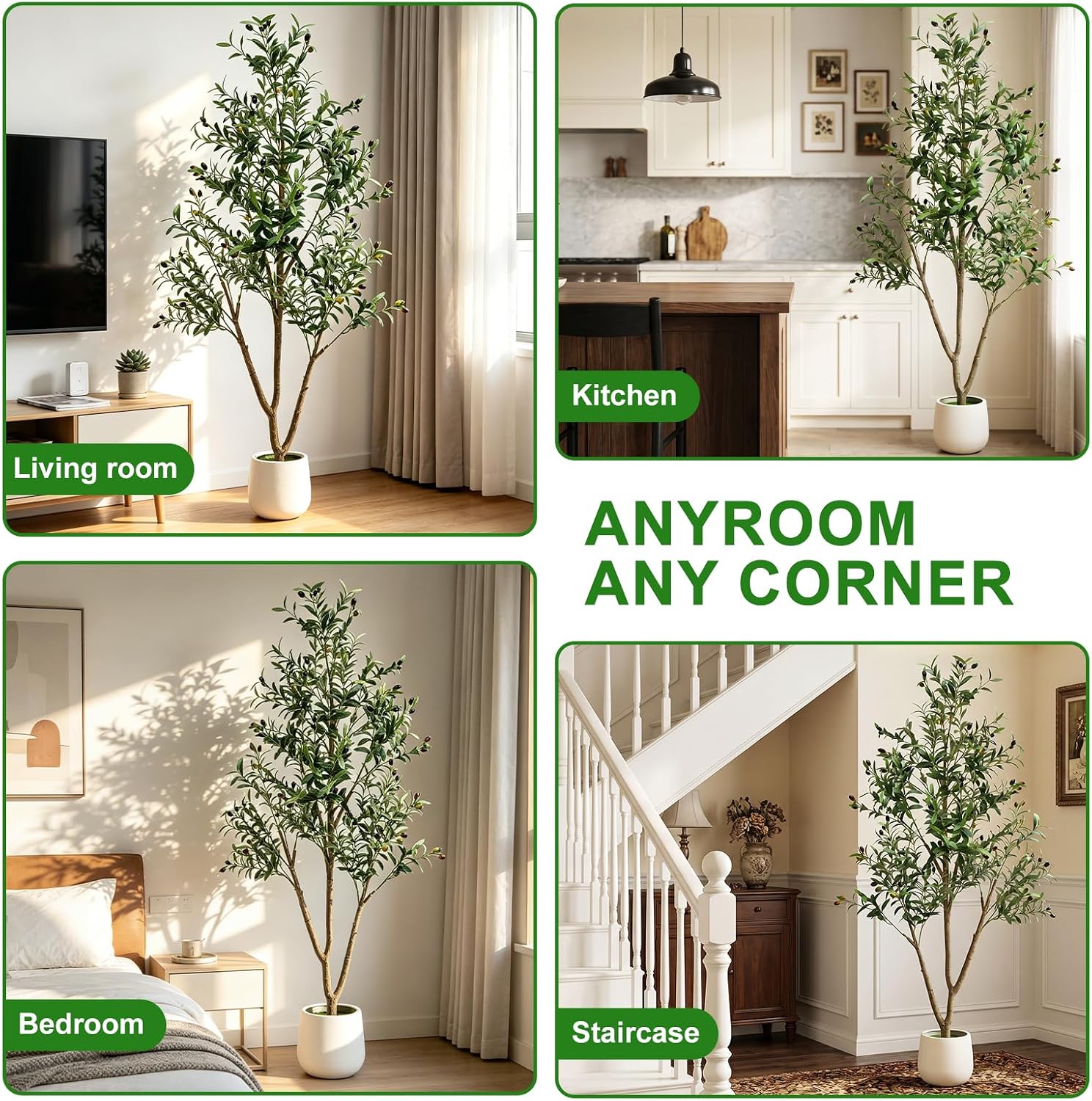 6FT Artificial Olive Tree with Lights & Planter, Realistic Faux Olive Plant - Image 5