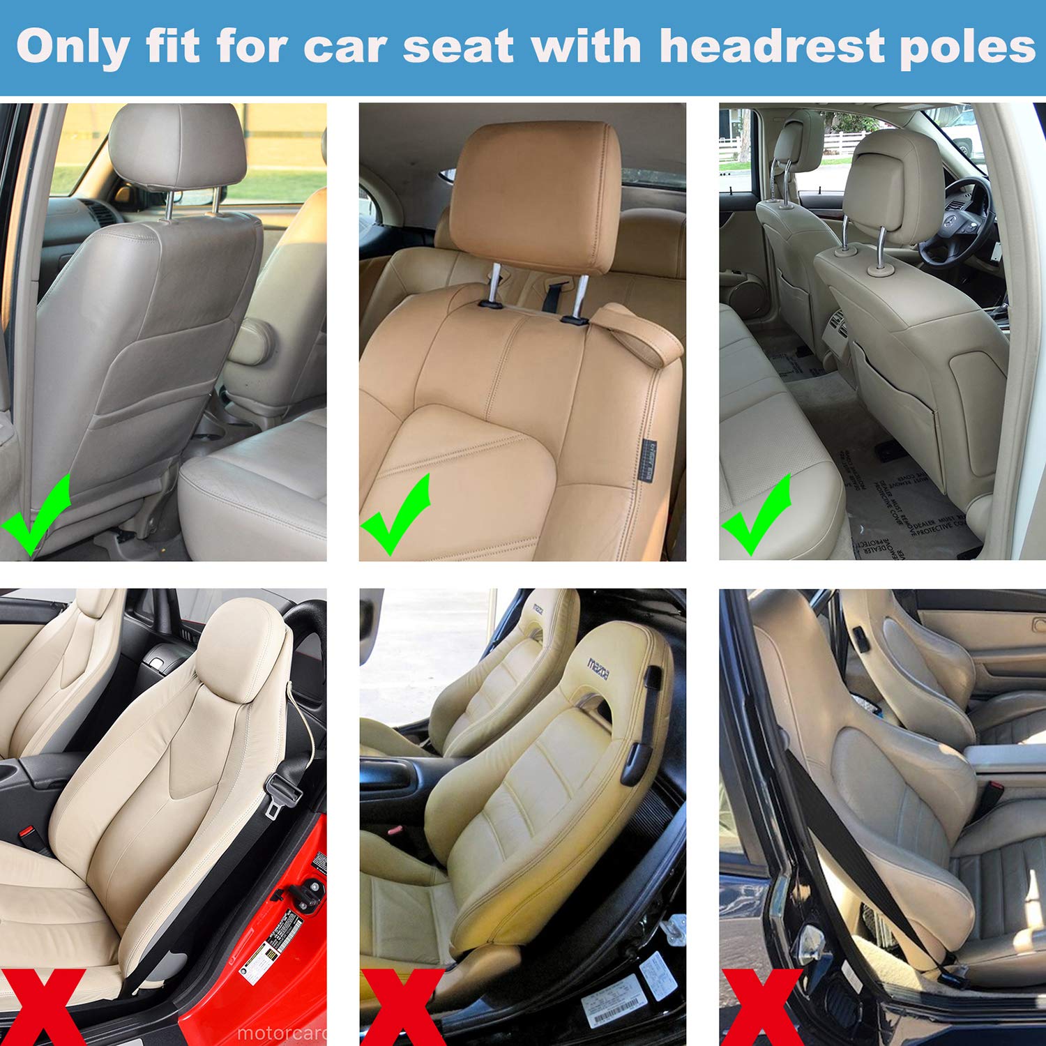 Car Headrest Pillow, Roadpal Adjustable Sleeping Headrest for Car Seat, Head Neck Support Rest Pillows for Kids Adults Travel, Fits ONLY Seats with 2 Metal Rods, PLS Check Before Purchase - Image 6