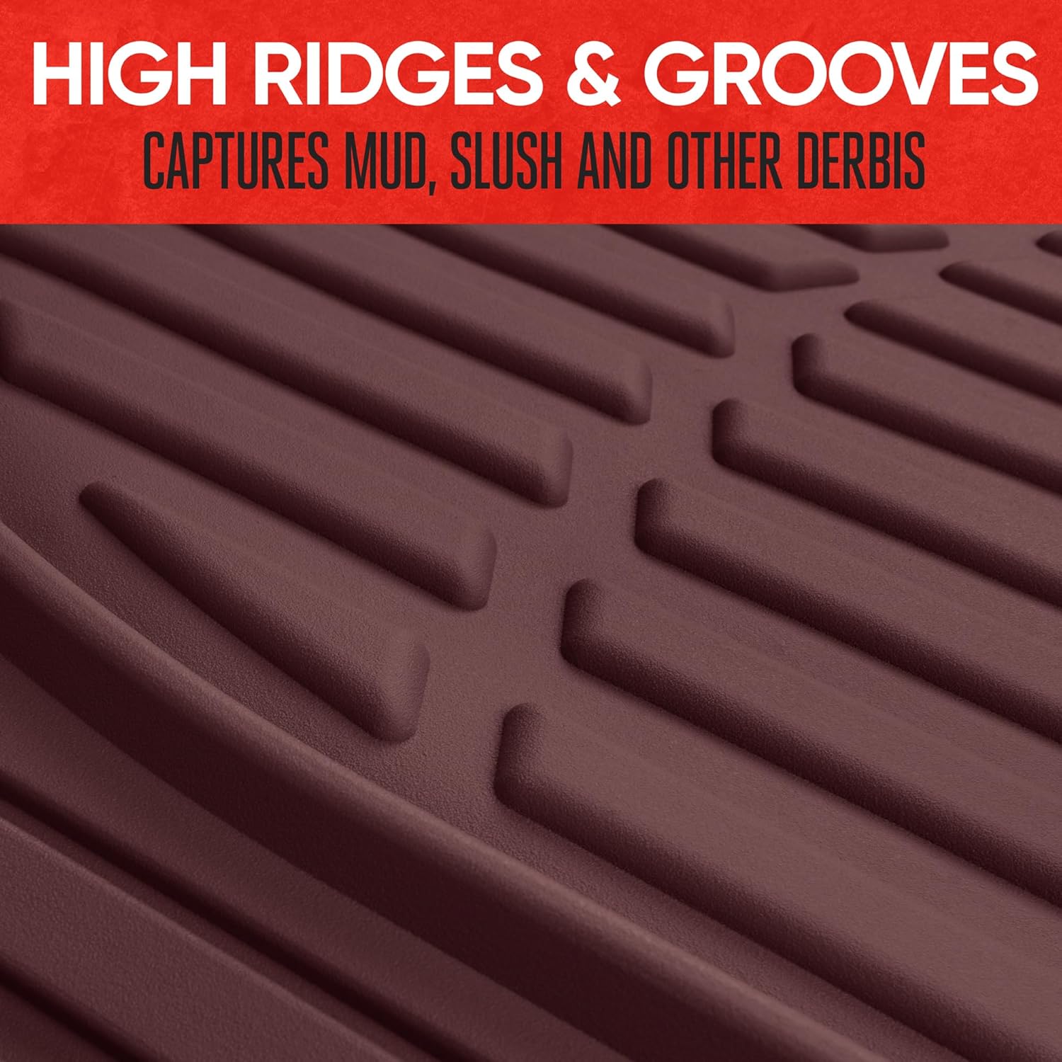 Motor Trend FlexTough Floor Mats for Cars, Burgundy Deep Dish All-Weather Car Mats, Waterproof Trim-To Fit Automotive Cars Trucks SUV, Universal Liner Accessories - Image 4