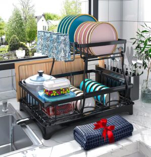 Godboat 2-Tier Dish Drying Rack ...
