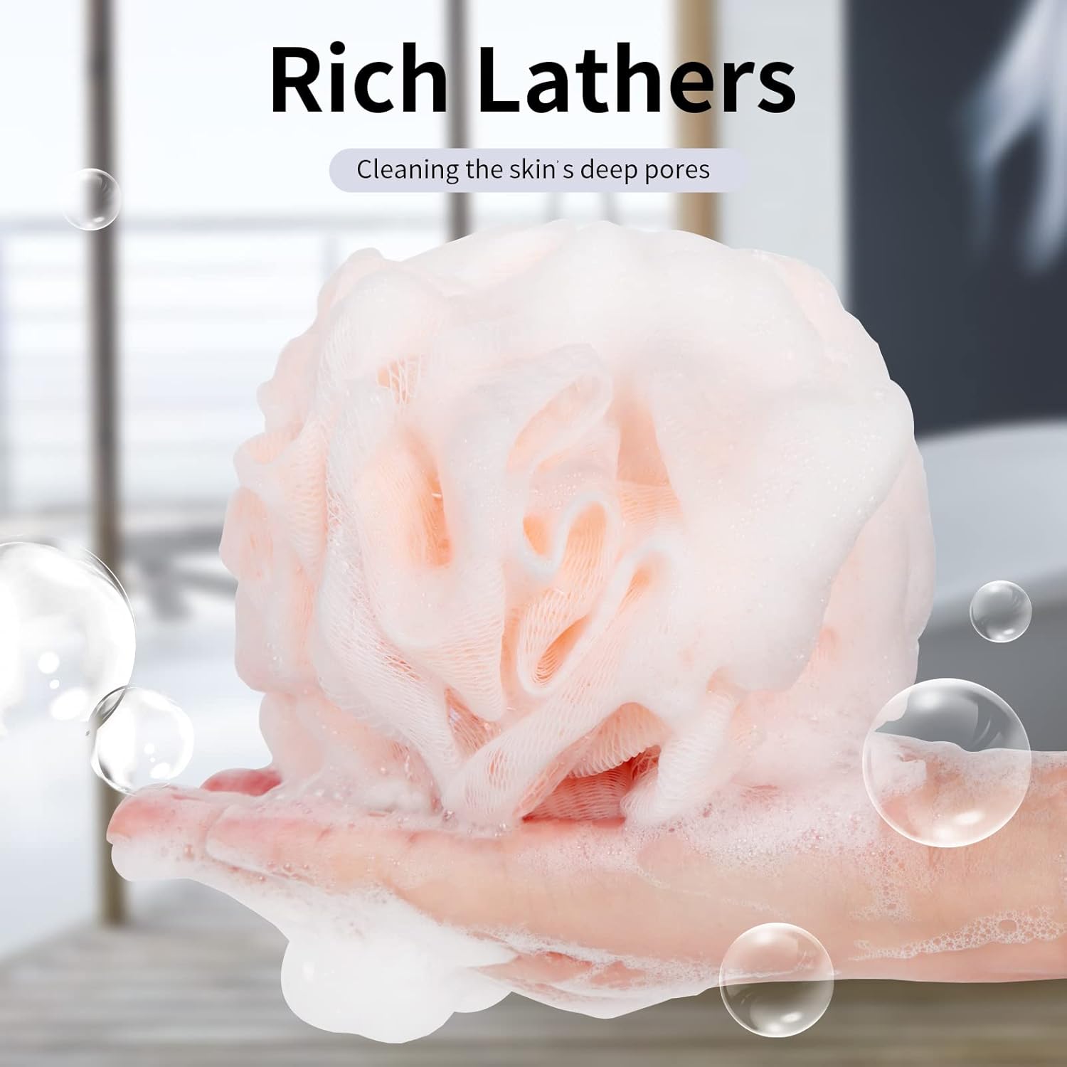 FARMOGA Bath Loofah Sponge Body Scrubber Shower Sponge Exfoliating Mesh Pouf Shower Ball Bath Sponges for Women and Men Bathing Accessories (4Pack 50G Colorful) - Image 3