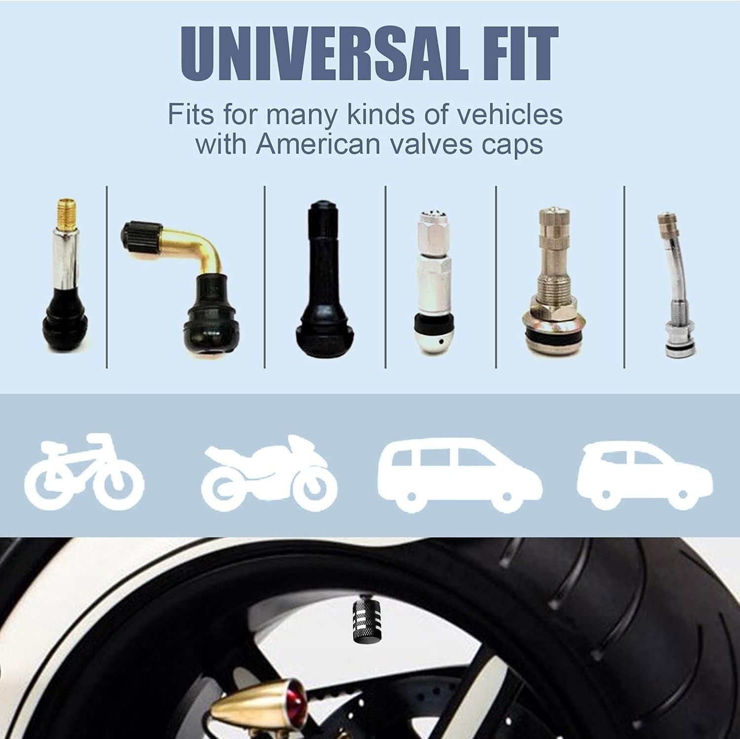 DECURCAR Tire Valve Stem Caps 5 Pack American Flag - Black - Image 5