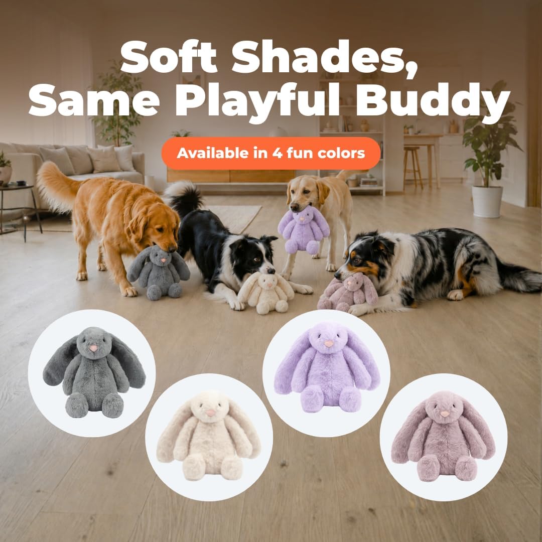 Best Pet Supplies Bunny Buddy Squeaky Plush Dog Toy - Beige, Medium - Image 5