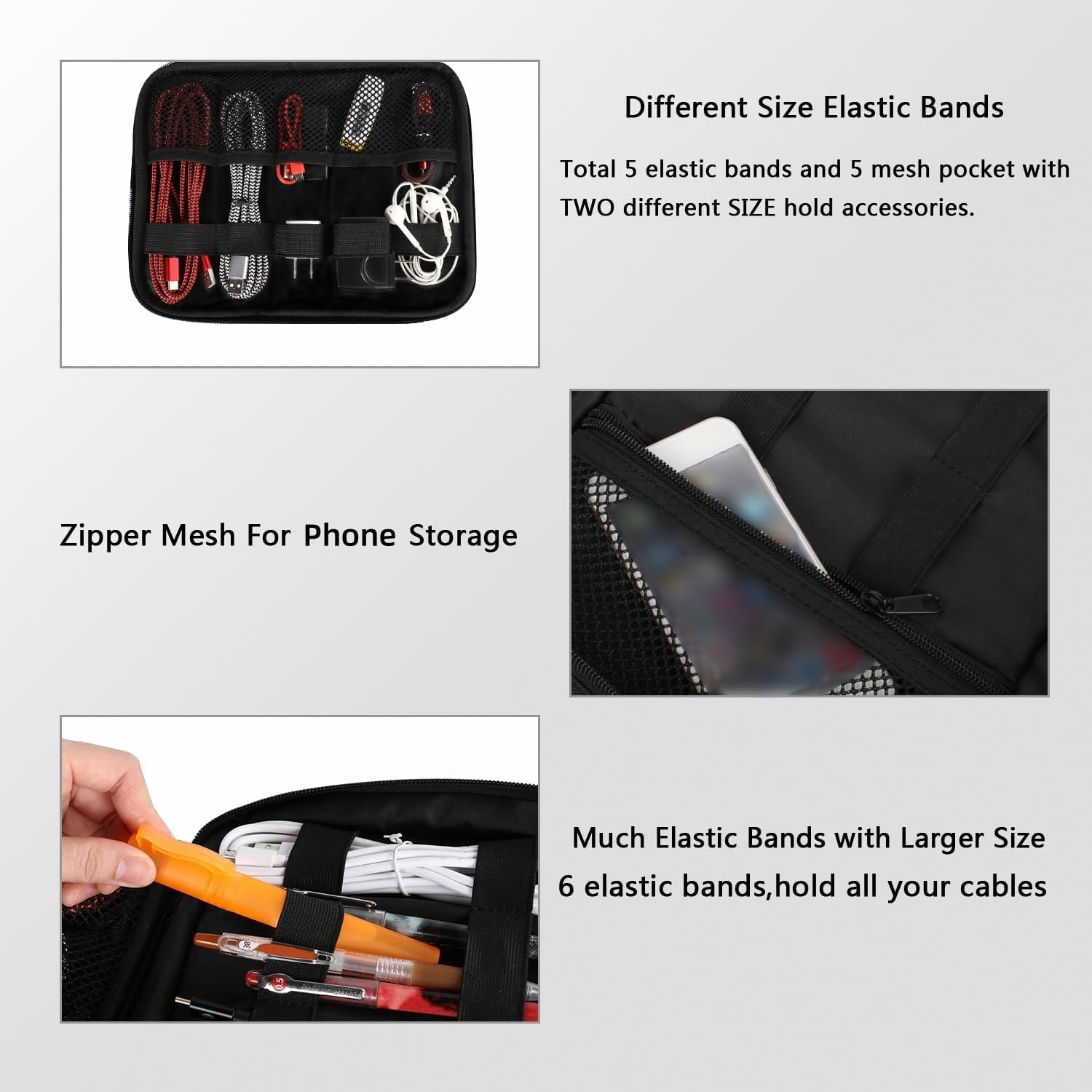MATEIN Electronics Organizer Travel Case, Cable Organizer Bag, Black - Image 4