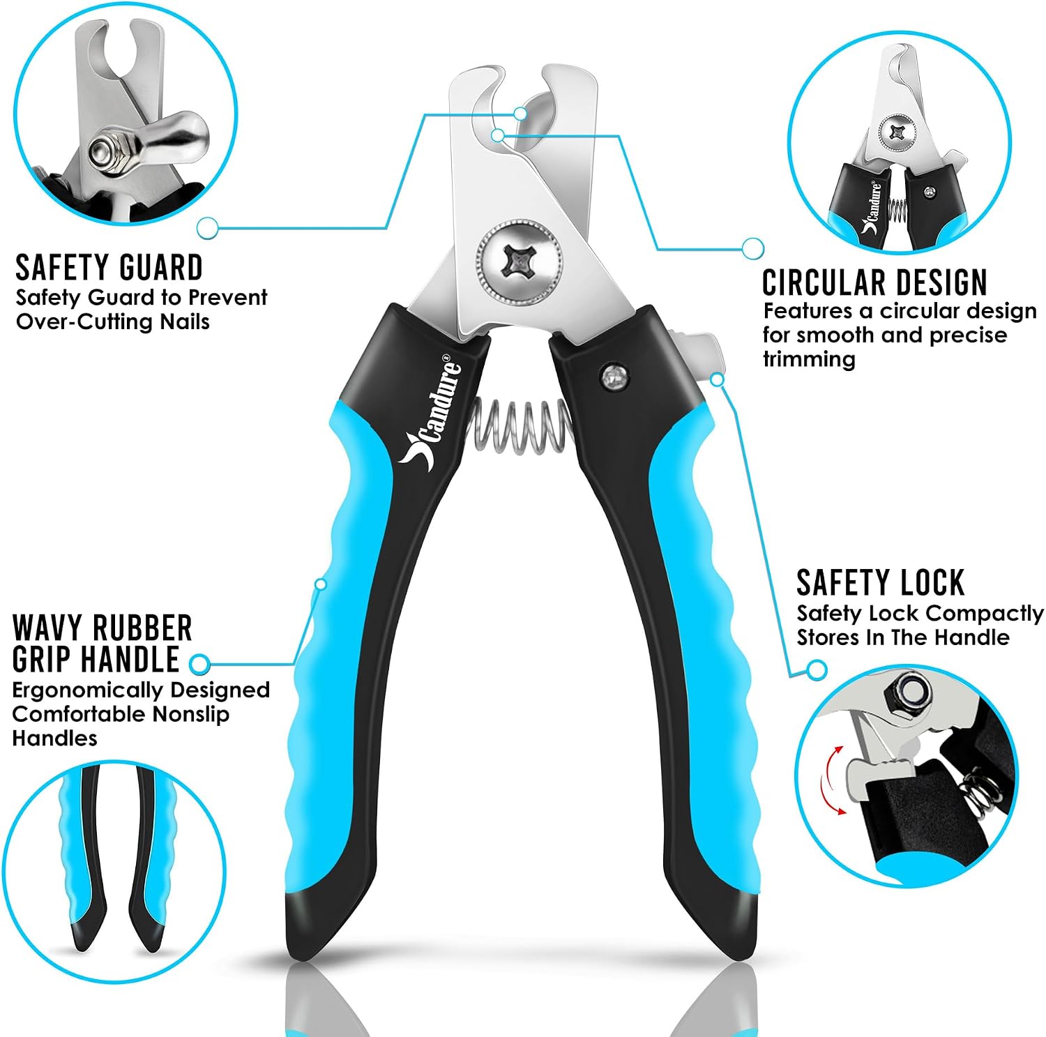 Candure Pet Nail Clippers, Blue, Large to Medium Pets - Image 2