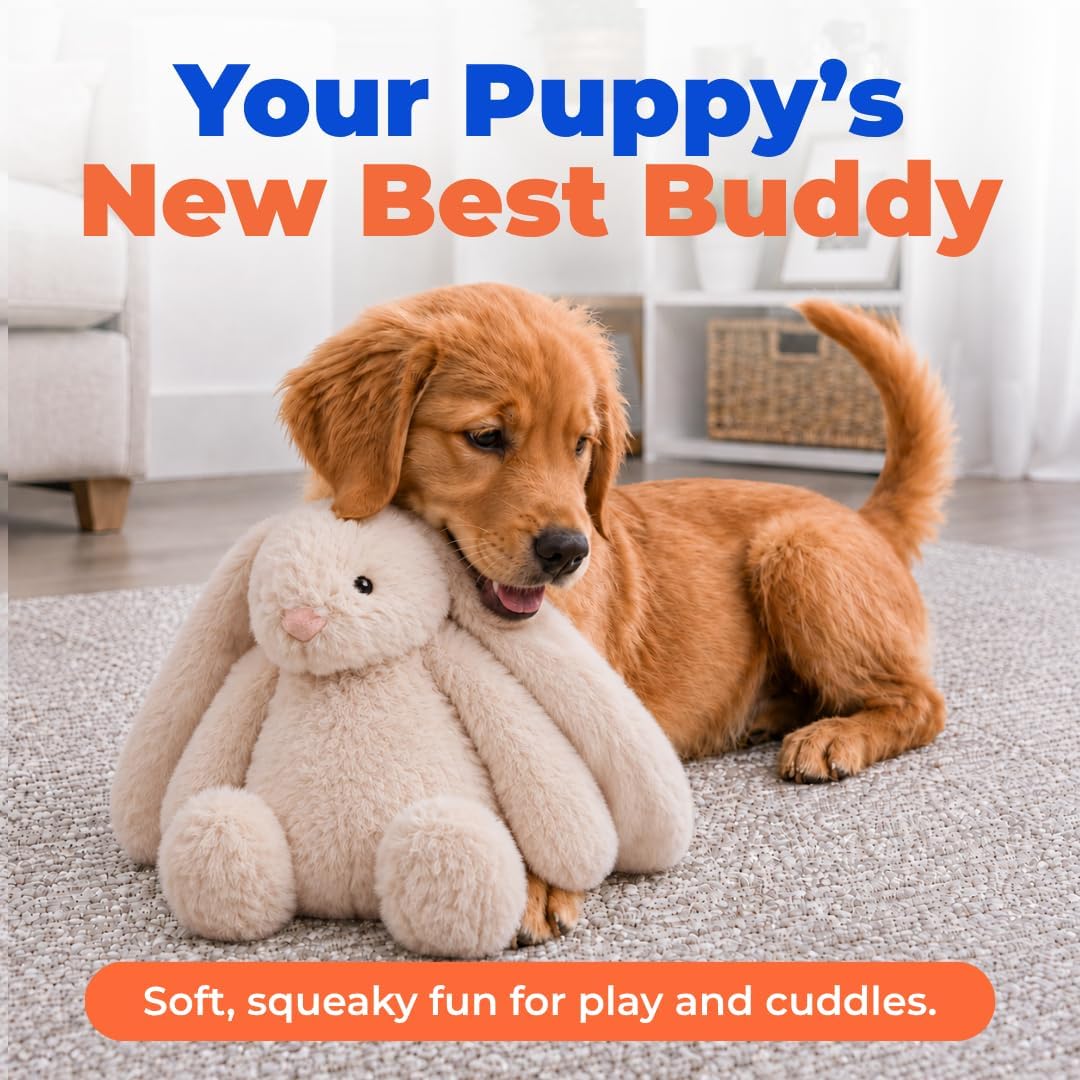 Best Pet Supplies Bunny Buddy Squeaky Plush Dog Toy - Beige, Medium - Image 2