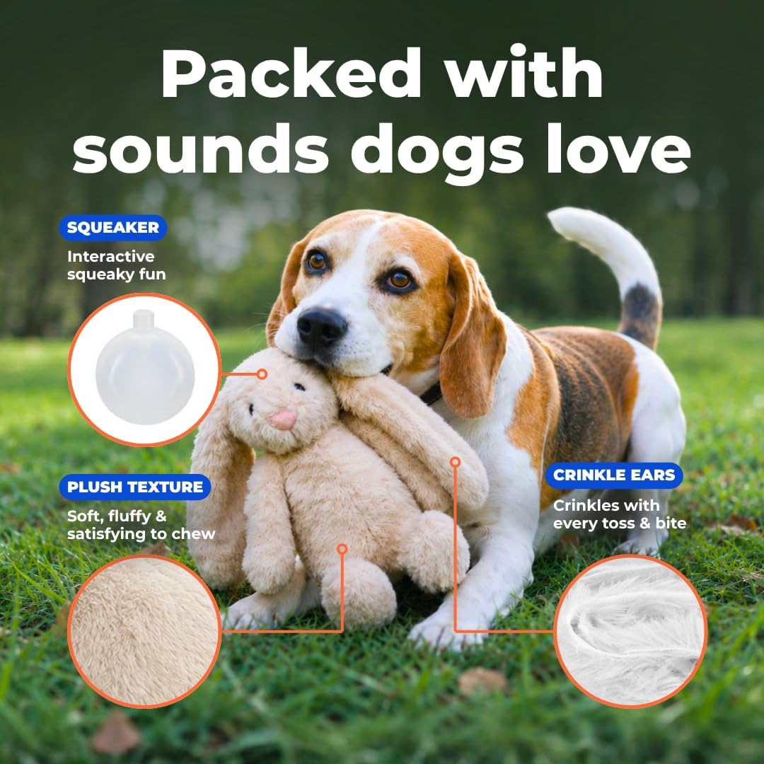 Best Pet Supplies Bunny Buddy Squeaky Plush Dog Toy - Beige, Medium - Image 3