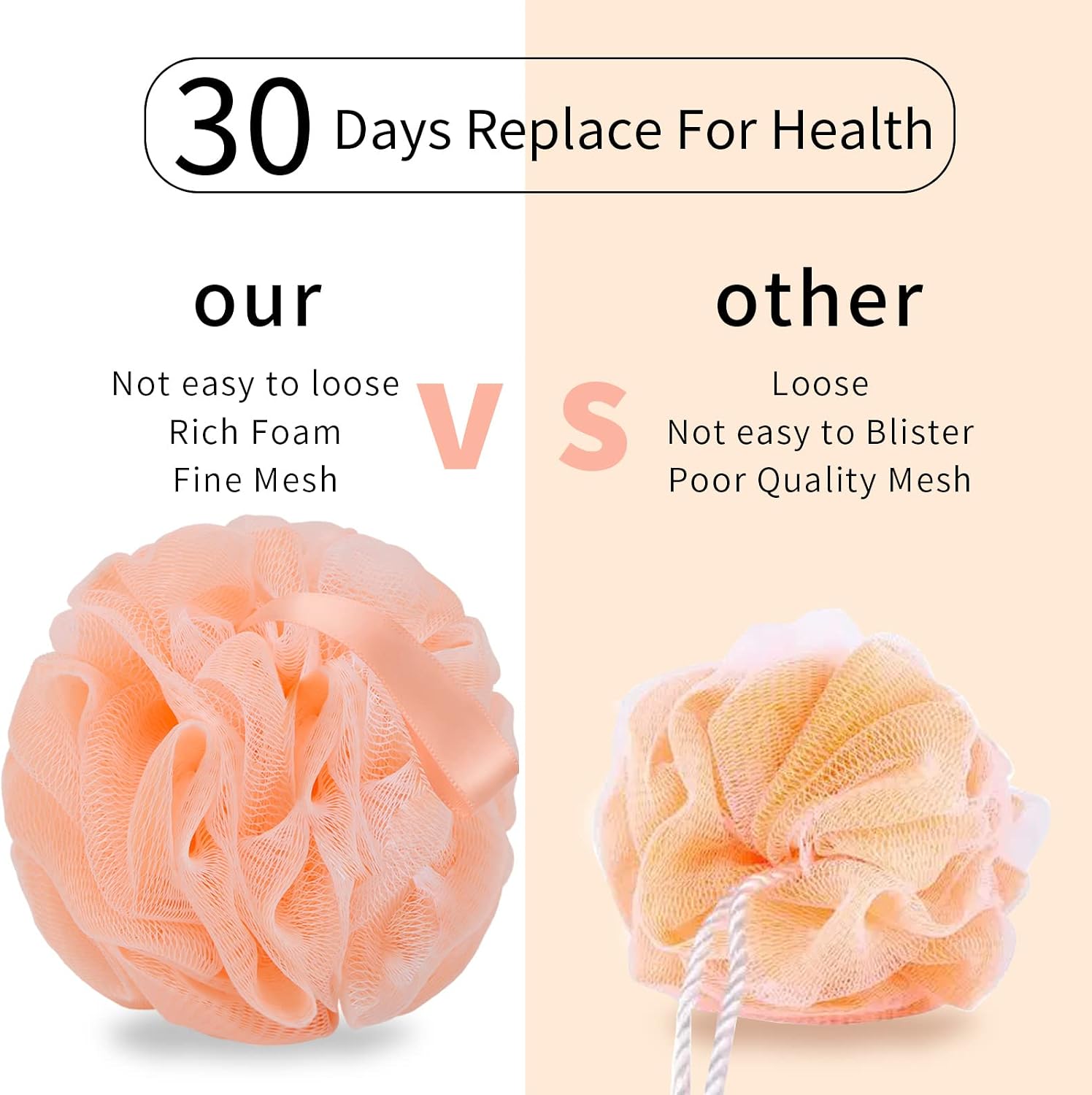 FARMOGA Bath Loofah Sponge Body Scrubber Shower Sponge Exfoliating Mesh Pouf Shower Ball Bath Sponges for Women and Men Bathing Accessories (4Pack 50G Colorful) - Image 5