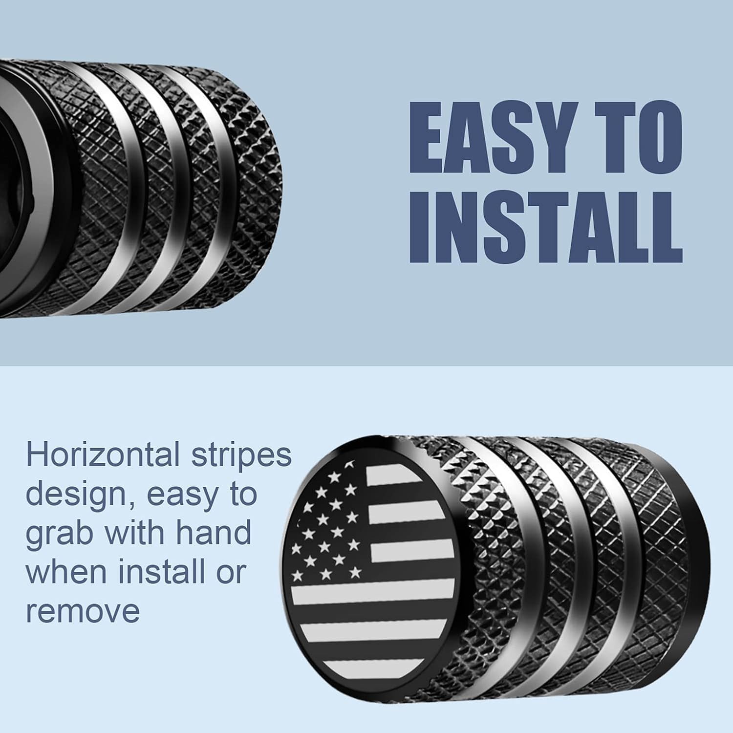 DECURCAR Tire Valve Stem Caps 5 Pack American Flag - Black - Image 4