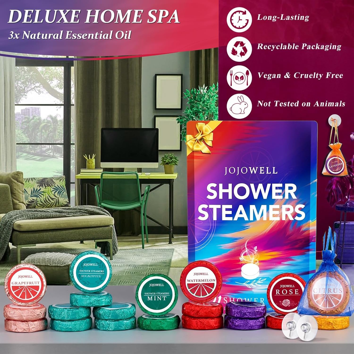 JoJowell Shower Steamers Aromatherapy 21 Pack, Birthday Gifts for Women, Self Care Spa Gift Set with Essential Oils, Christmas Stocking Stuffers Gifts for Mom Wife He - Image 5