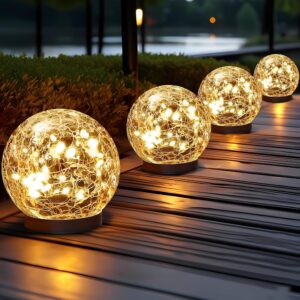 JKIMK Solar Globe Lights Outdoor Wa...