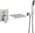 Wowkk Wall Mount Tub Filler Waterfall Tub Faucet Brushed Nickel Bathtub Faucet Brass Single Handle Bathroom Faucet with Hand Shower