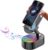AKLLCCR Wireless Induction Audio Bluetooth Speaker 5in1 Phone Holder Emergency Rechargeable (3000mAh) with Colorful Ambient Light 300° Foldable for Tablet iPhone Android, Gifts for Men Women (Black)