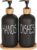 Glass Soap Dispenser Set. Hand and Dish with Bamboo Tray. Vintage Pump for Kitchen Drain Outlet Bathroom. Stylish Permanent Labels (Matte Black)