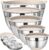 Umite Chef Mixing Bowls with Airtight Lids Set, 8PCS Stainless Steel Khaki Nesting Bowls with Grater Attachments, Kitchen Bowls with Non-Slip Bottoms, Size 5, 4, 3.5, 2, 1.5QT for Mixing & Serving
