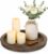 Hanobe Candle Plate Holder Tray: Round Wood Decorative Candle Plate – Rustic Farmhouse CoffeeTable Decor – Tealight Pillar Trays for Home Decor (Distressed)