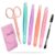 TsMADDTs 6 pcs Tweezers Set for Women, Eyebrow Tweezers with Curved Scissor for Ingrown Hair, Hair Plucking Daily Beauty Tools with Leather Travel Case