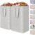 Lifewit 2 Pack Laundry Basket 80L Each, Collapsible Clothes Hamper with Reinforced Handles, Freestanding Waterproof Design for Bedroom and Laundry Room, Grey 160L Total