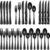 EWFEN 24-Piece Black Silverware Set with Steak Knives, Black Flatware Set for 4, Food-Grade Stainless Steel Tableware Cutlery Set, Mirror Finished Utensil Sets for Home Restaurant, Round Edge
