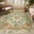 RELEANY Area Rugs 5’x7′ Washable Non-Slip, Floral Vintage Distress Medallion Carpet for Living Room Bedroom Dining Room, Terracotta Burnt Orange Green