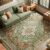 RELEANY Area Rugs 8’x10′ Washable Non-Slip, Floral Vintage Distress Print Pattern Medallion Carpet for Living Room Bedroom Dining Room, Brick Red Rust Neutral Brown Burnt Orange Green